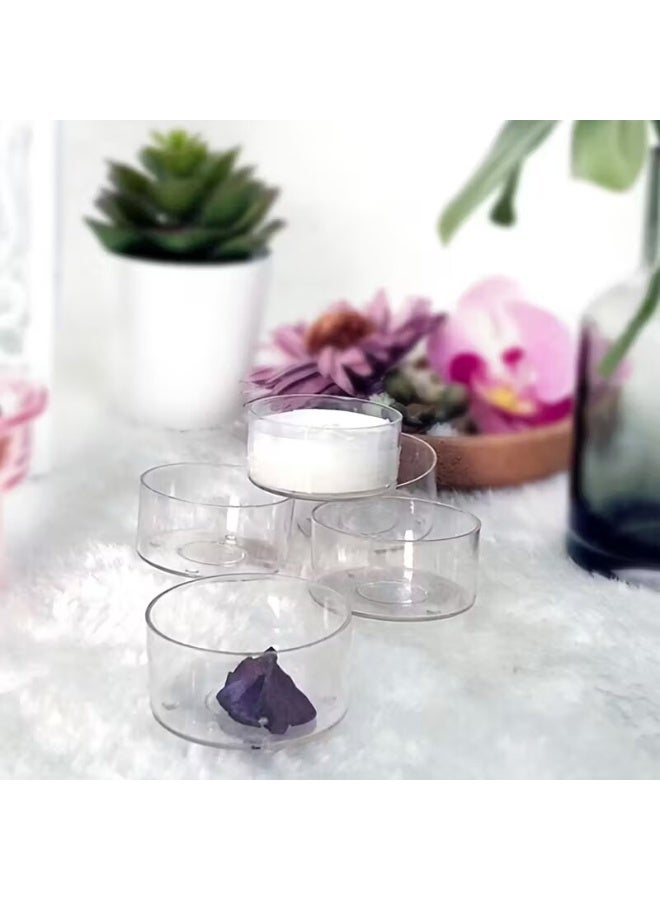 50 Cups+50 Wicks Tealight Candle Cups, Empty containers. Round shaped Polycarbonate Candle holder. DIY Candle Making Jars - Image 5